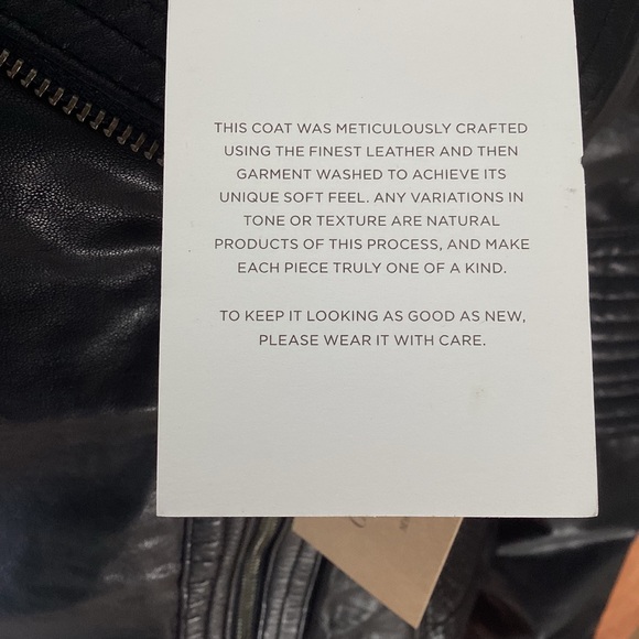 NWT Cole Haan Black Leather Moto Jacket Medium - Picture 11 of 14